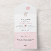 ミニマルでシンプルなモダンな象のベビーシャワー オールインワン招待状 (内側)