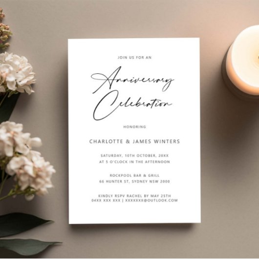 ミニマルでシンプルな結婚記念日 招待状