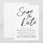 ミニマルでシンプルな非写真結婚式のお知らせ セーブザデート (正面/裏面)