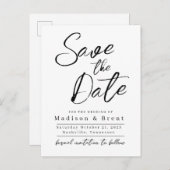 ミニマルでシンプルな非写真結婚発表 案内ポストカード (正面/裏面)