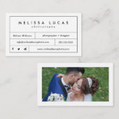 ミニマルでスタイリッシュで白い写真撮影の名刺 名刺 (正面/裏面)