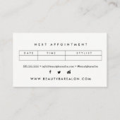 ミニマルでスタイリッシュなアポイントメントの名刺 予約カード (裏面)