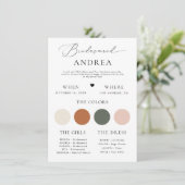 ミニマルでスタイリッシュなスクリプト花嫁の情報カード 招待状 (スタンド正面)