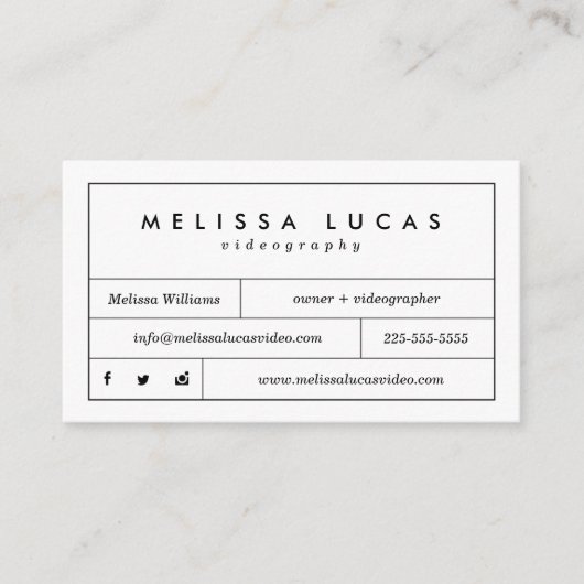 ミニマルでスタイリッシュなビデオグラフィーの名刺 名刺 (正面)