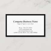 ミニマルでスタイリッシュなモノグラム クリーン ホワイト ブラック ボーダー 名刺 (裏面)