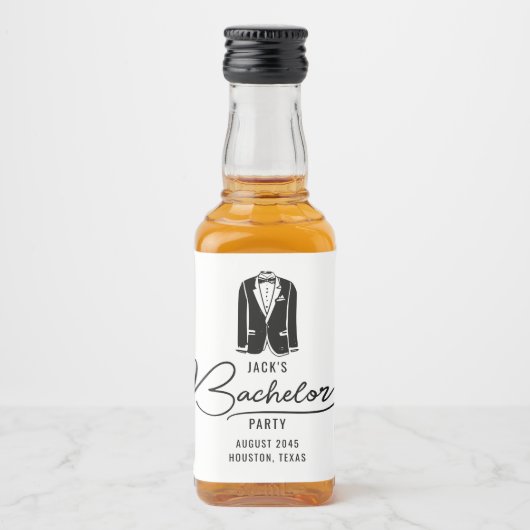 ミニマルでスタイリッシュな独身パーティーのギフト リキュールボトルラベル (正面)