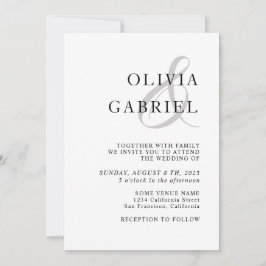 ミニマルでスタイリッシュ。モダンな白と黒のウェディング 招待状