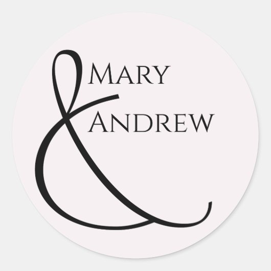 ミニマルでタイポグラフィック おしゃれな結婚式 ラウンドシール (正面)