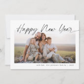 ミニマルでハッピーな新年のモダンスクリプトクリスマス シーズンカード (正面)