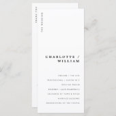 ミニマルでモダンでシックなタイポグラフィの結婚 プログラム (正面/裏面)