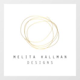 ミニマルでモダンなゴールドデザイナースクリブルロゴ ウィンドウサイン