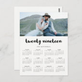 ミニマルでモダンなタイポグラフィの2019年の写真のカレンダー ポストカード (正面/裏面)