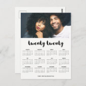 ミニマルでモダンなタイポグラフィの2020年の写真のカレンダー ポストカード (正面/裏面)