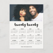 ミニマルでモダンなタイポグラフィの2020年の写真のカレンダー ポストカード (正面)