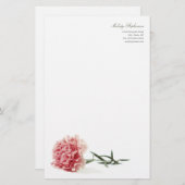 ミニマルでモダンなピンクのカーネーションの個人的な文房具 便箋 (正面/裏面)