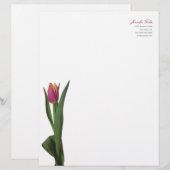 ミニマルでモダンなピンクのチューリップの個人的なレターヘッド レターヘッド (正面/裏面)