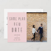 ミニマルでモダンな写真 新しい結婚式の日程 ポストカード (正面/裏面)