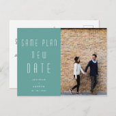 ミニマルでモダンな写真 新しい結婚式の日程 ポストカード (正面/裏面)