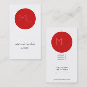 ミニマルでモダンな名刺の赤の円 名刺 (正面/裏面)