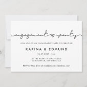 ミニマルでモダンな手書きのエンゲージメントパーティー 招待状 (正面)