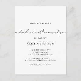 ミニマルでモダンな独身最後のパーティー招待状 ポストカード