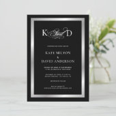 ミニマルでモダンな白黒結婚式 招待状 (スタンド正面)