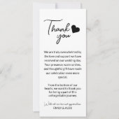 ミニマルでモダンな結婚式のお礼メモ (正面)