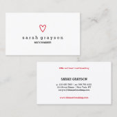 ミニマルでモダンな赤いハート 名刺 (正面/裏面)