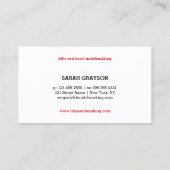 ミニマルでモダンな赤いハート 名刺 (裏面)