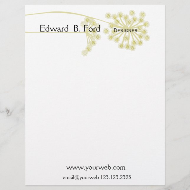 ミニマルでモダンな野生花の花柄 レターヘッド (正面)