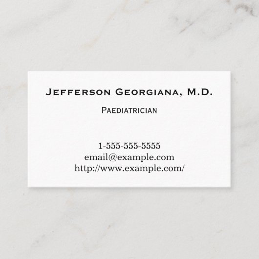 ミニマルで及びエレガントな小児科医の名刺 名刺 (正面)