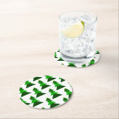 ミニマルで可愛くてホメイなクリスマスツリーパターン ラウンドペーパーコースター (インサイチュ)