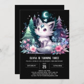 ミニマルで愛らしいオオカミ誕生日 招待状 (正面/裏面)