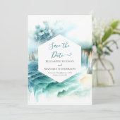 ミニマルで愛らしい航海をテーマにしたウェディング セーブザデート (スタンド正面)