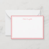 ミニマルで暖かいミュートされたピンク縁ど、2、署名 ノートカード (正面)