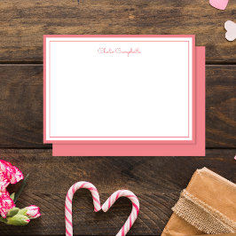 ミニマルで暖かいミュートされたピンク縁ど、2、署名 ノートカード