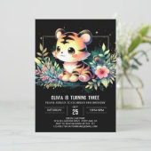 ミニマルで楽しいトラの誕生日 招待状 (スタンド正面)