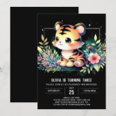 ミニマルで楽しいトラの誕生日 招待状 (正面/裏面)