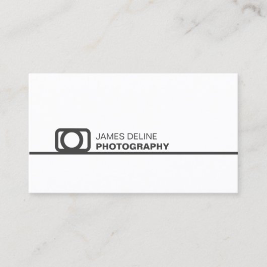 ミニマルで白い灰色ラインアイコン写真撮影 名刺 (正面)