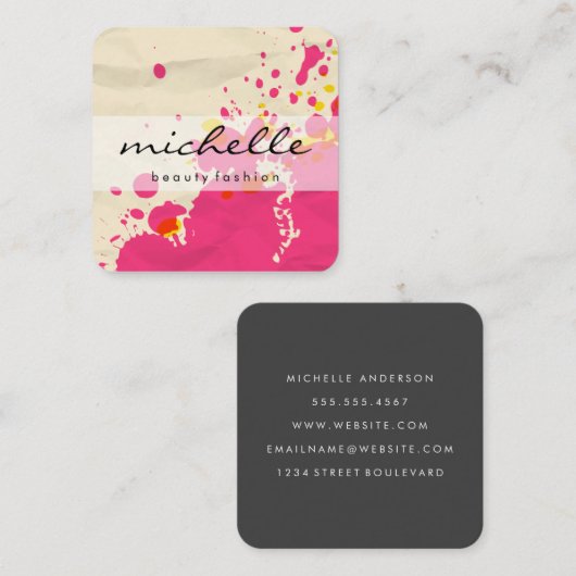 ミニマルで表現豊かな芸術を持つ無地ホワイト スクエア名刺 (正面/裏面)