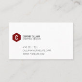 ミニマルで赤い六角形monogramed名刺 名刺 (裏面)