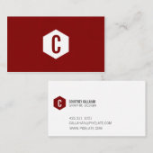 ミニマルで赤い六角形monogramed名刺 名刺 (正面/裏面)