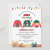 ミニマルで醜いセーターのクリスマスパーティー 招待状 (正面)