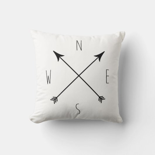 ミニマルで黒く及び白いコンパス クッション (正面)