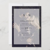 ミニマルとシックなフォトオーバーレイ　オールインワンウェディング 招待状 (正面)