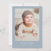 ミニマルとシンプルの写真バプテスマ《キリスト教》洗礼式や命名式 招待状 (裏面)