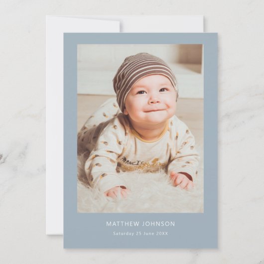 ミニマルとシンプルの写真バプテスマ《キリスト教》洗礼式や命名式 招待状 (裏面)