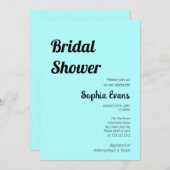 ミニマルとシンプルセレステブルーブライダルシャワー 招待状 (正面/裏面)