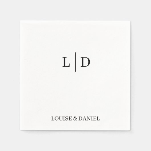 ミニマルとシンプルパーソナライズされたの結婚ナプキン スタンダードカクテルナプキン (正面)