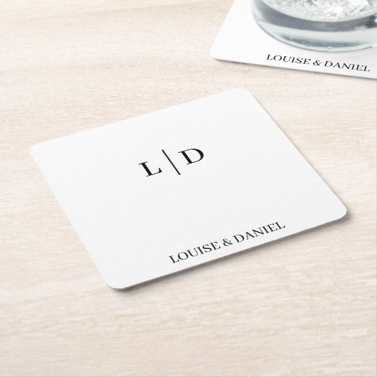 ミニマルとシンプルパーソナライズされた スクエアペーパーコースター (アングル)